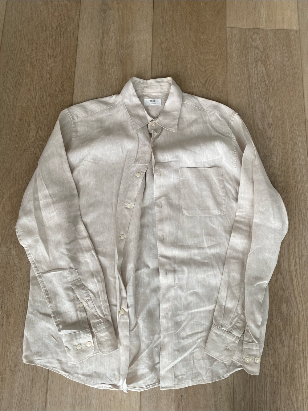 Uniqlo Light Beige Linen Button-Down Shirt - Men